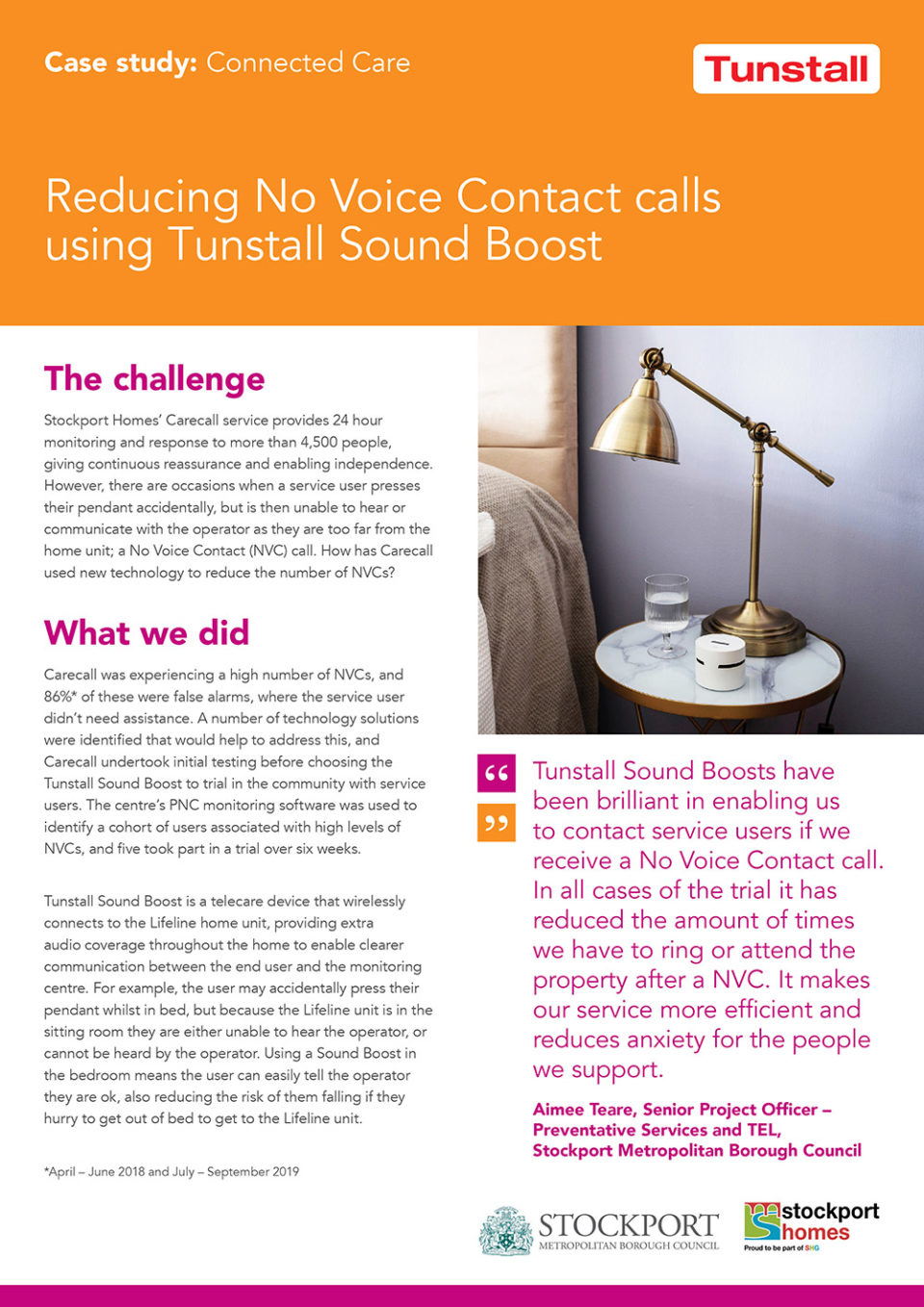 Stockport Homes Reducing No Voice Contact calls using Tunstall Sound